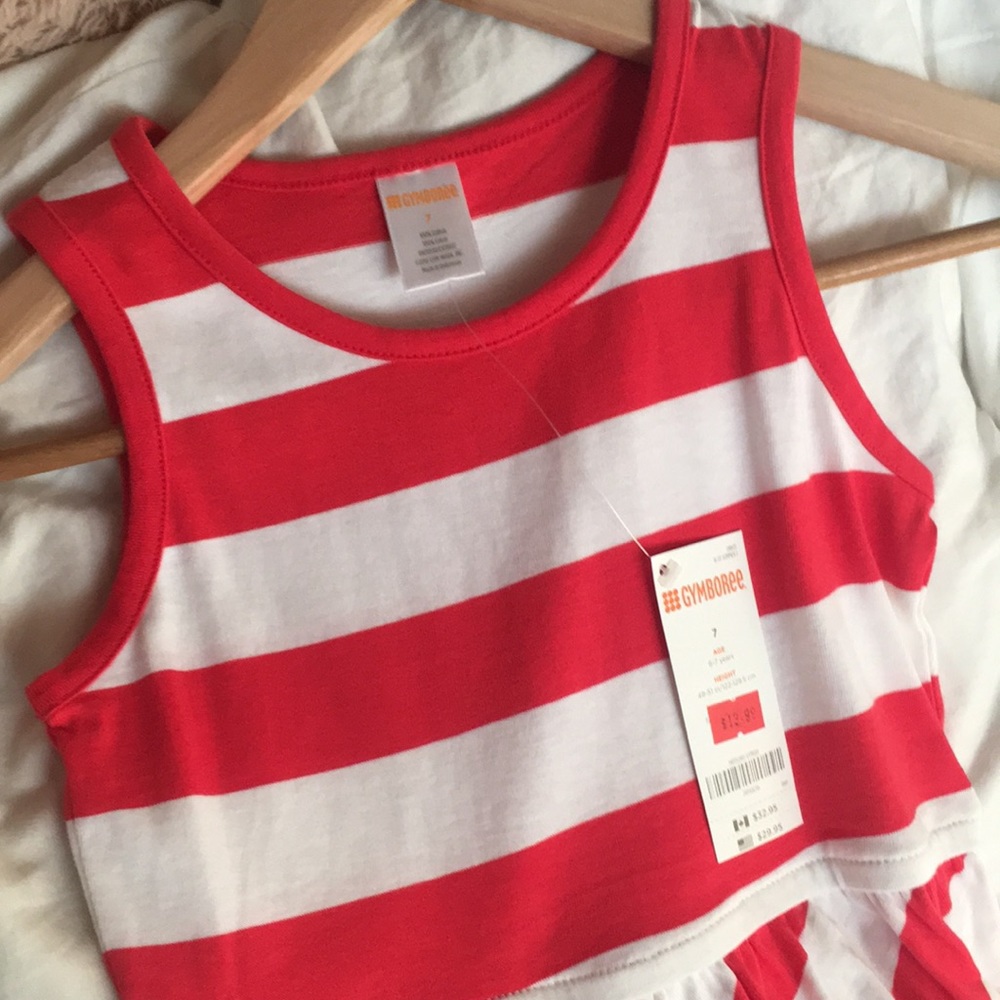 Girls red and white stripped dress